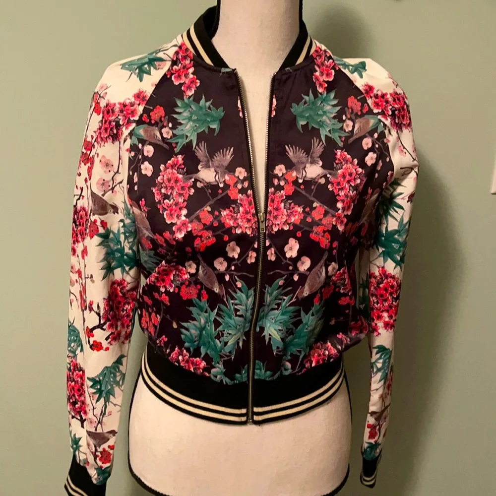 Chelsea & Violet satin floral bomber jacket XS - Picture 1 of 4
